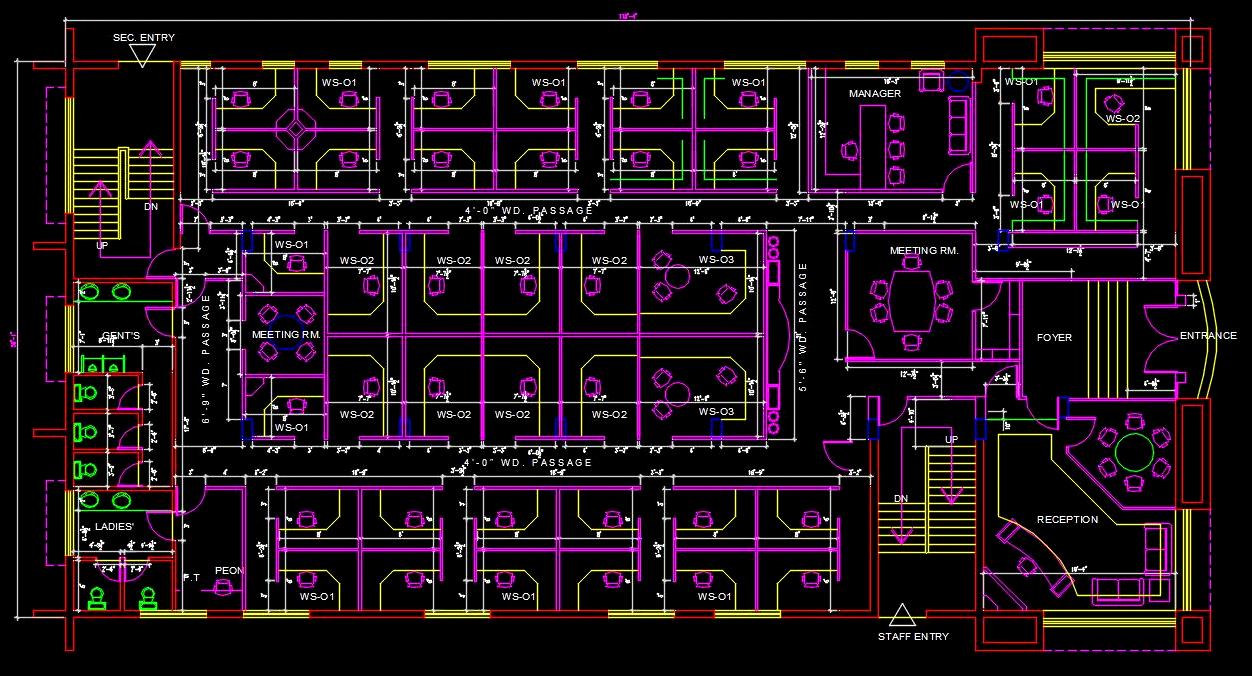 Corporate Office Layout Plan - Autocad DWG 6500 sq.ft